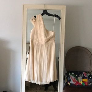 J Crew one shoulder cream cocktail dress